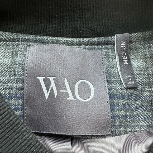 WAO Bomber Jacket Plaid Black and Gray Women's Sz Medium - Picture 14 of 16
